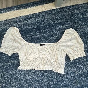 Hazel Boutique Peasant Puff Sleeve Crop Top